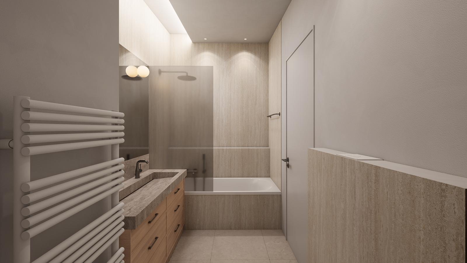 Bathroom shower travertine rendering design assist salle de bain douche collet homes