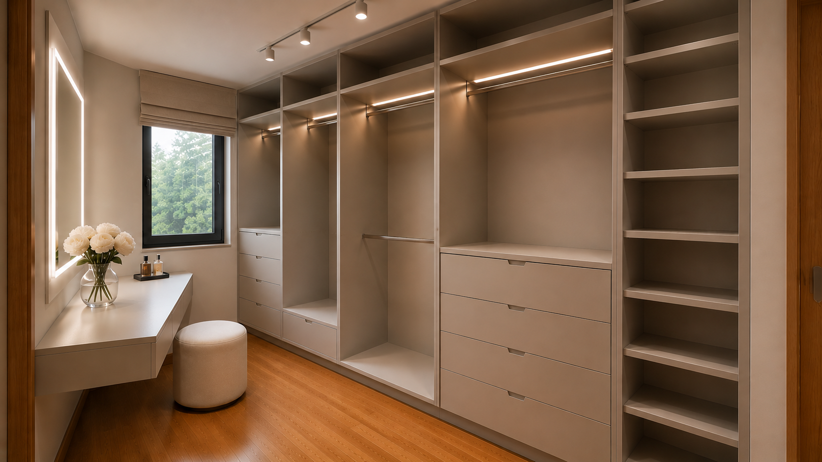 Remodel of a laundry room, dressing room and custom-designed office in Hermance, Geneva