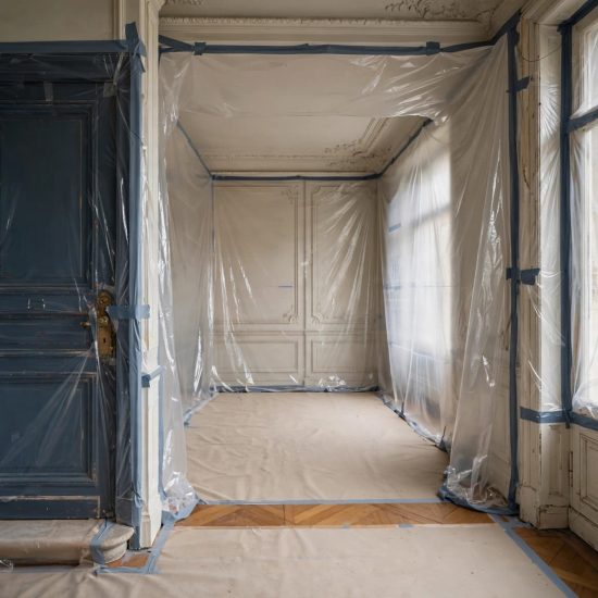 An old door and window are protected in the apartment.